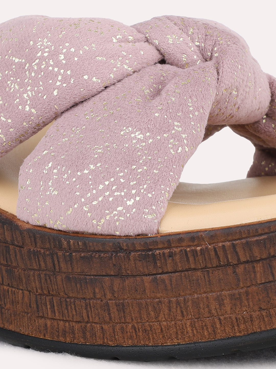 Womens Pink Party Wear Solid Wedge Heel Sandals