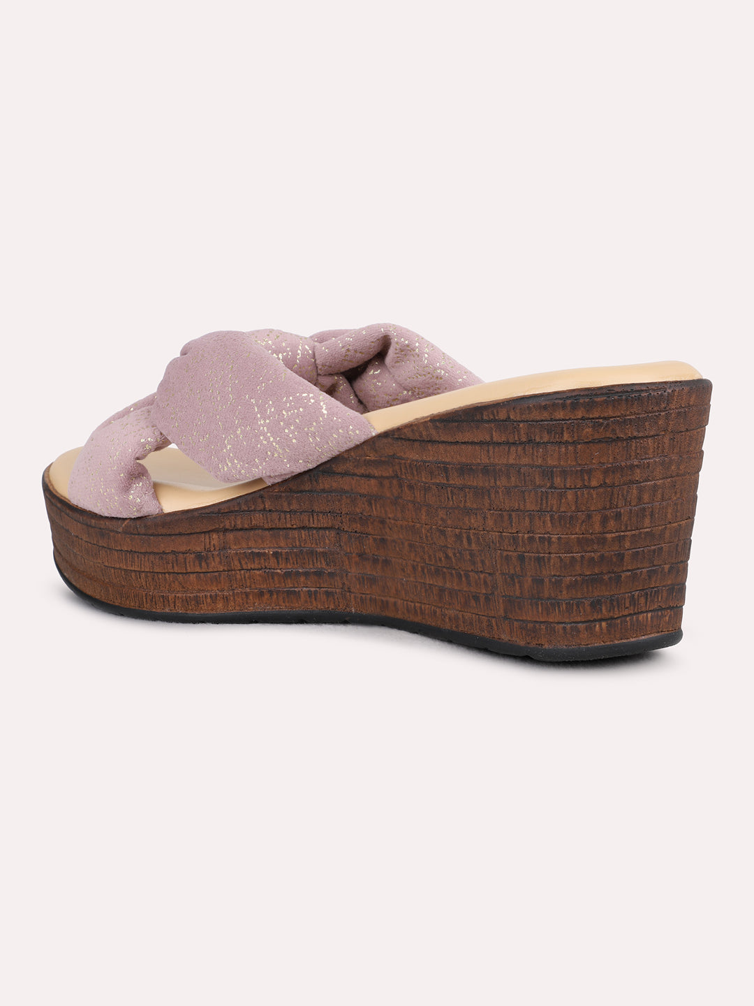 Womens Pink Party Wear Solid Wedge Heel Sandals
