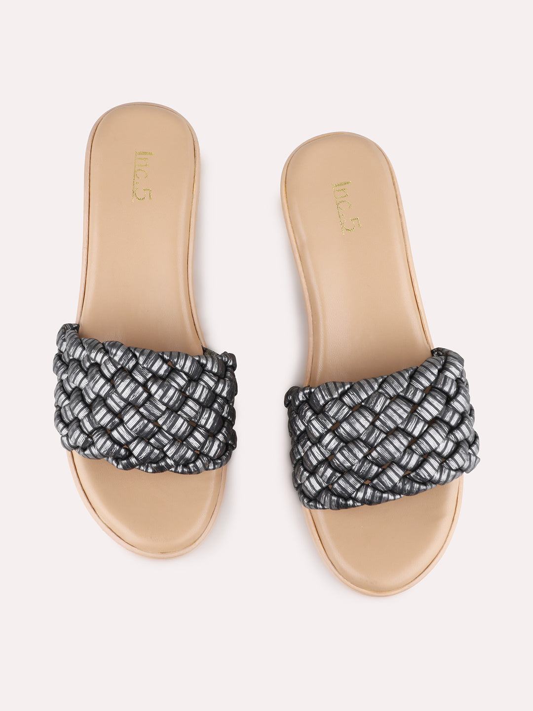 Womens Black Party Wear Printed Round Toe Wedge Heel Sandals