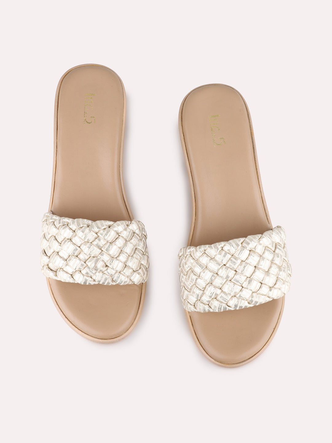 Womens Golden Party Wear Printed Round Toe Wedge Heel Sandals