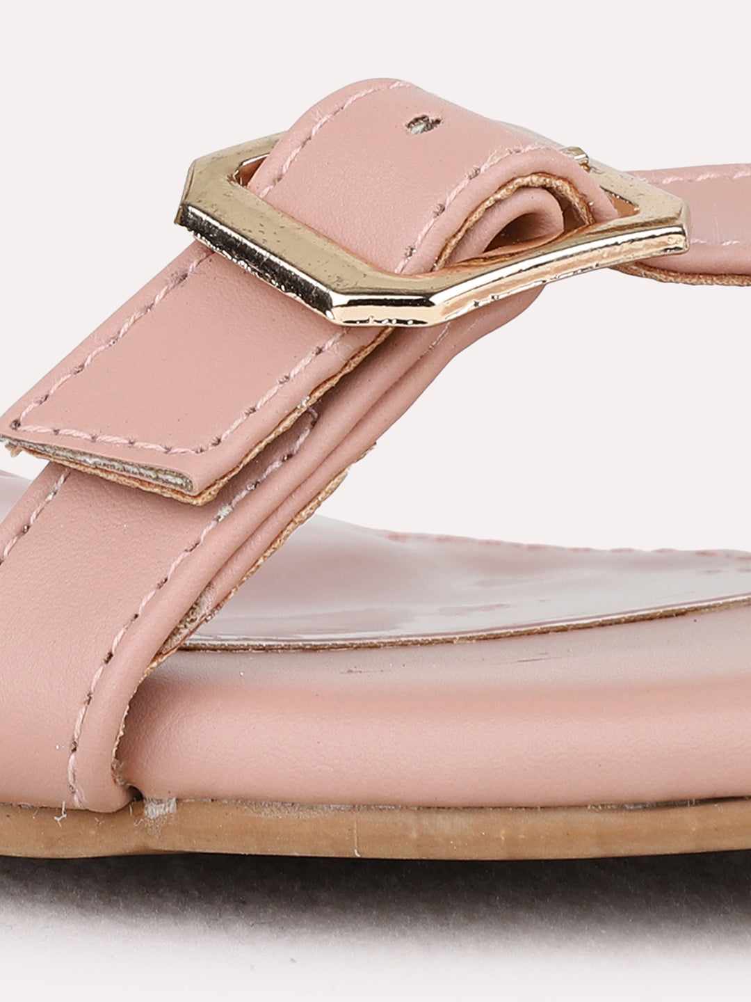 Womens Peach Party Wear Solid Block Heel Sandals