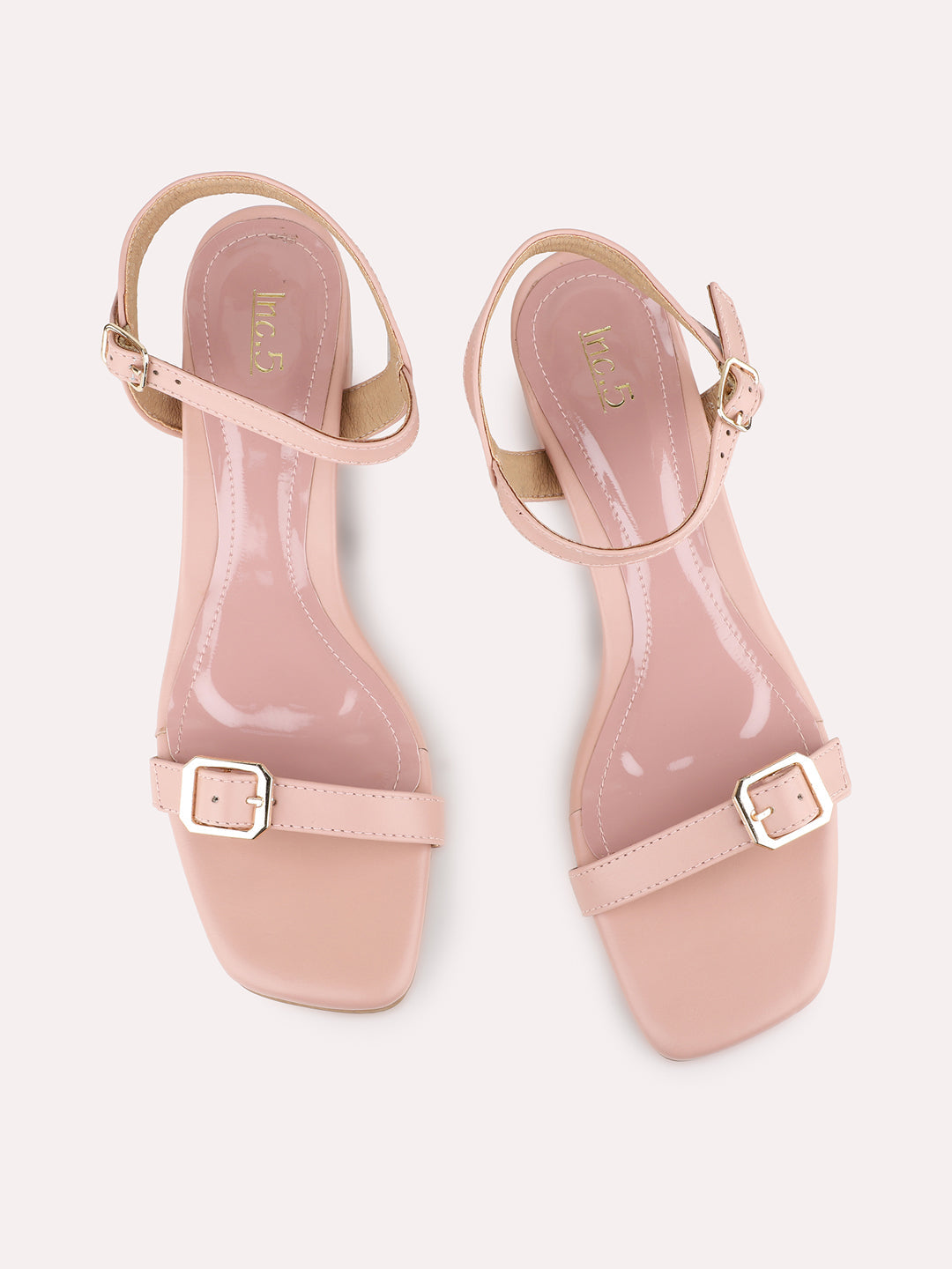 Womens Peach Party Wear Solid Block Heel Sandals