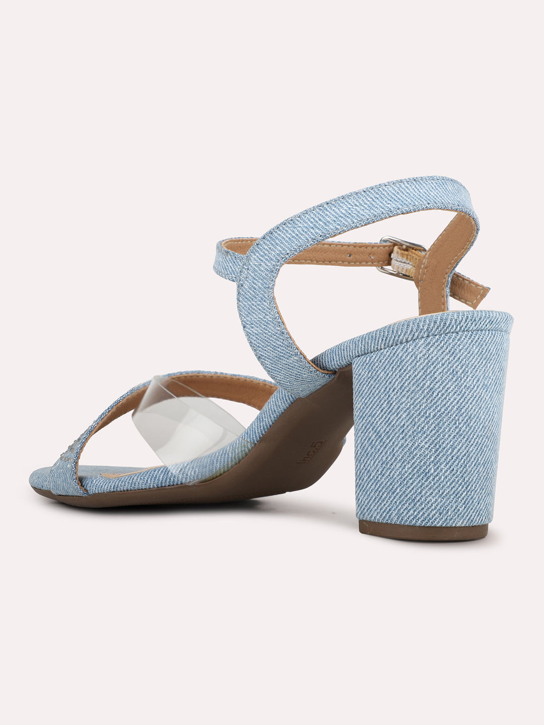 Womens Blue Solid Round Toe Party Wear Block Heels