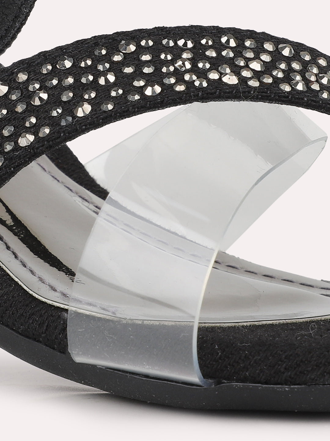 Womens Black Solid Round Toe Party Wear Block Heels