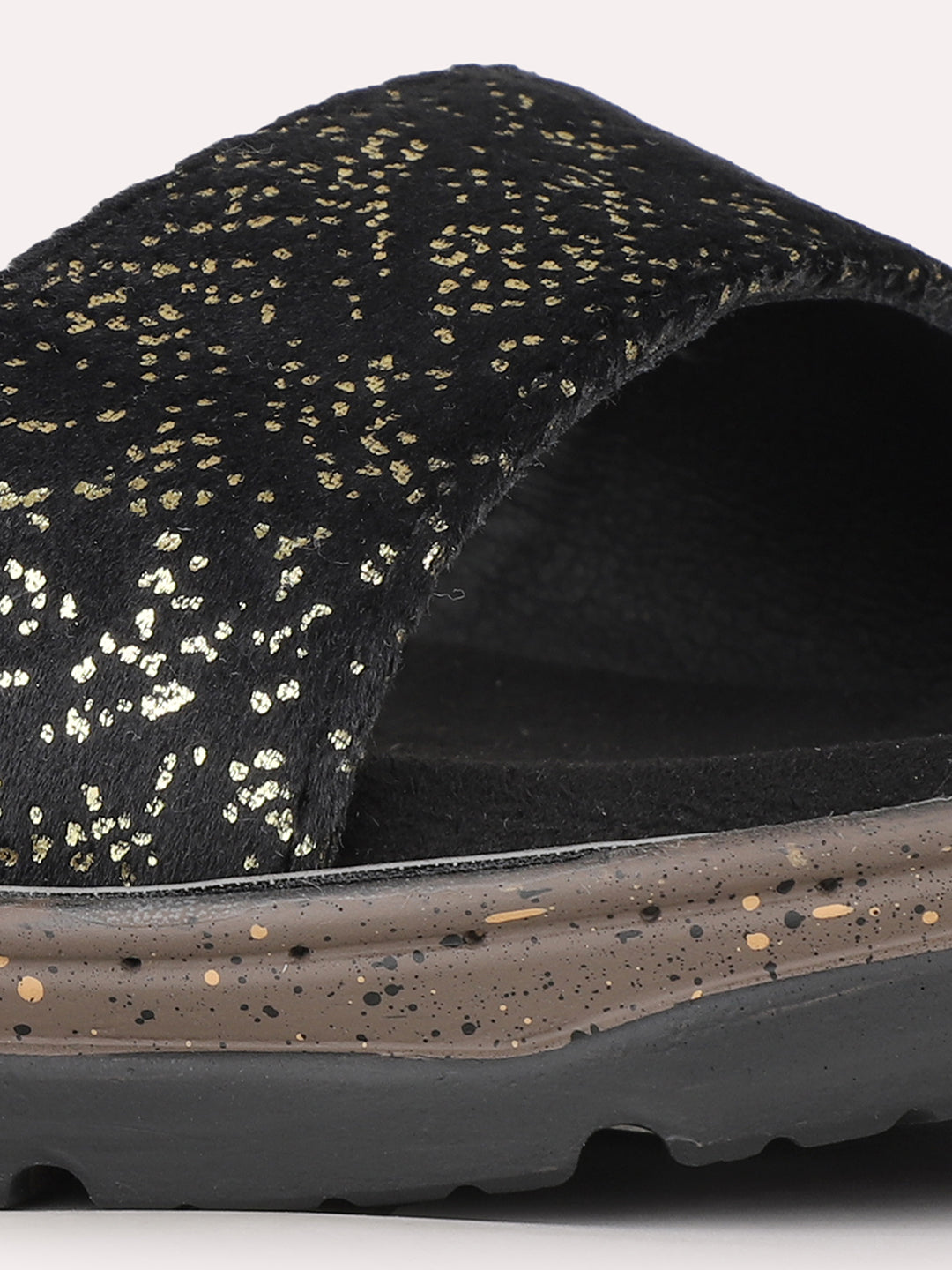 Womens Black Party Wear Solid Open Toe Flat Sandals