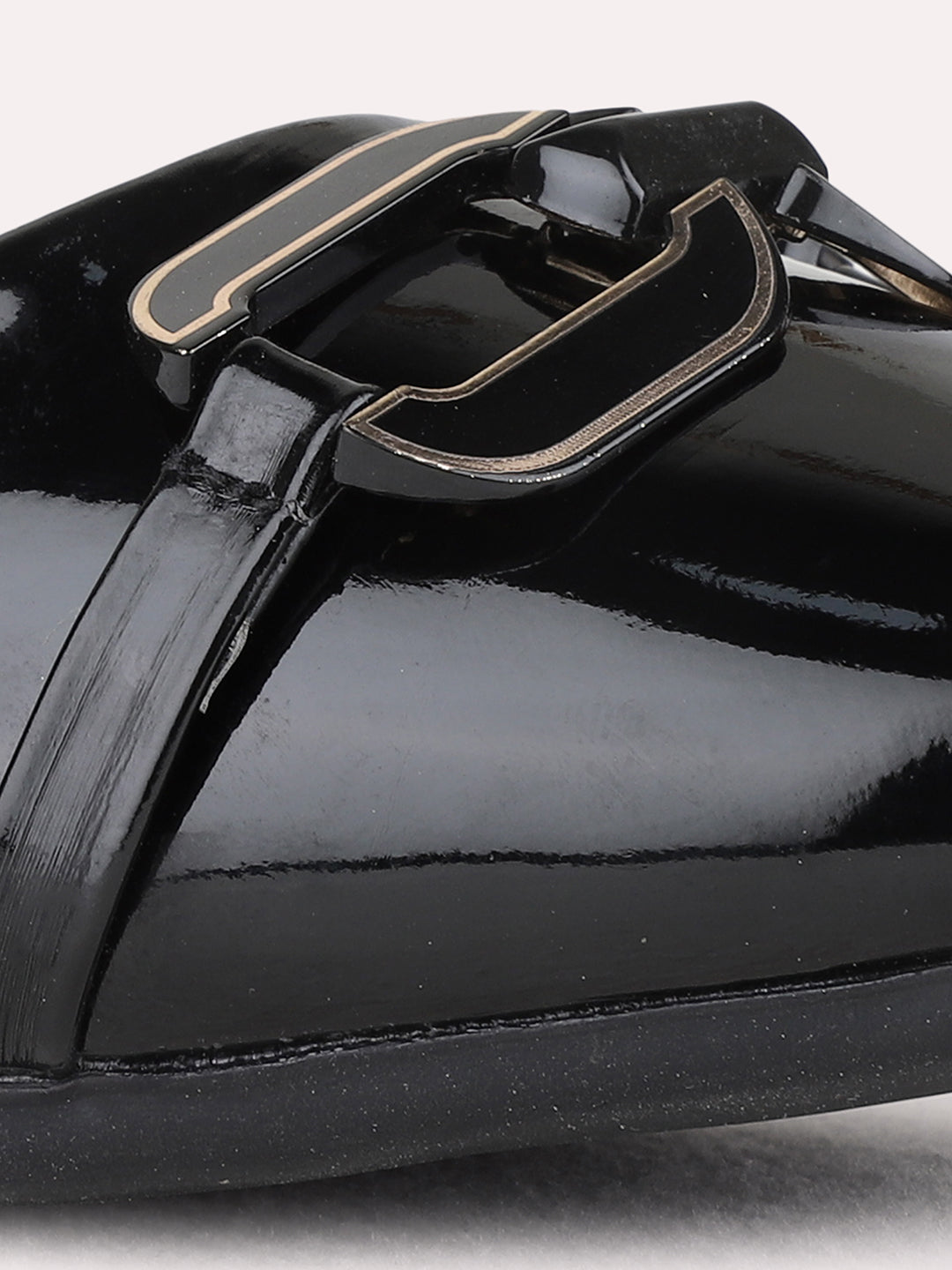 Womens Black Party Wear Solid Pattern Narrow Toe Flat Ballerinas