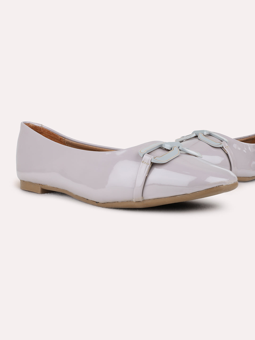 Womens Purple Party Wear Solid Narrow Toe Flat Ballerinas