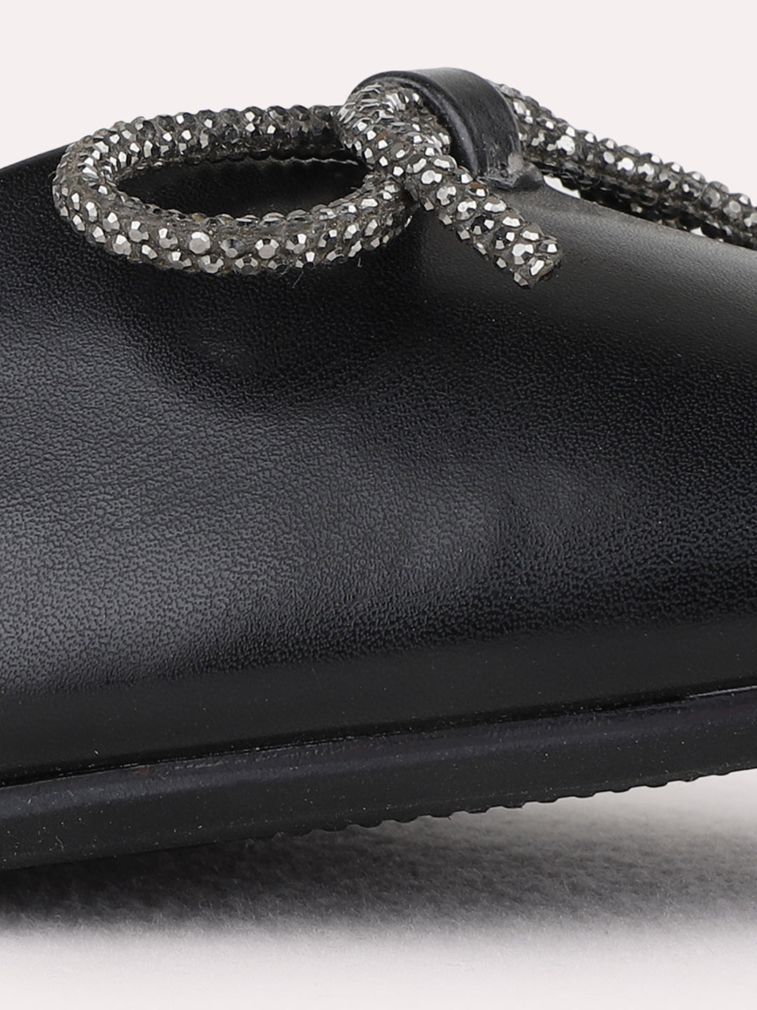 Womens Black Casual Solid Pointed Toe Heel Flat Mules