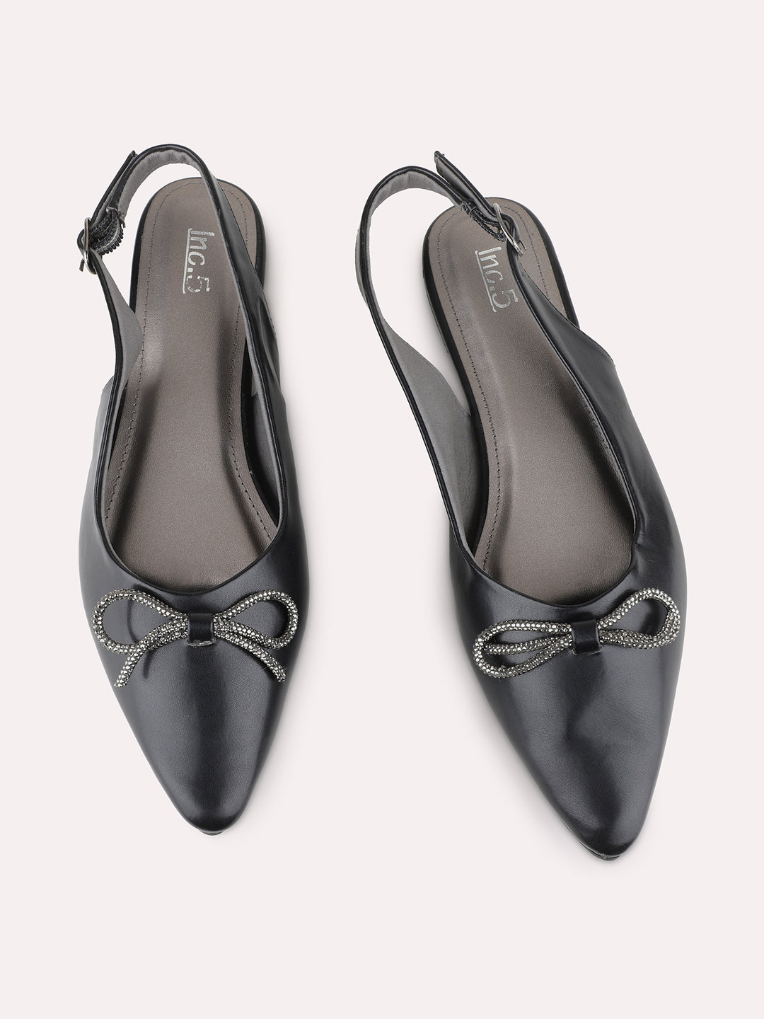 Womens Black Casual Solid Pointed Toe Heel Flat Mules