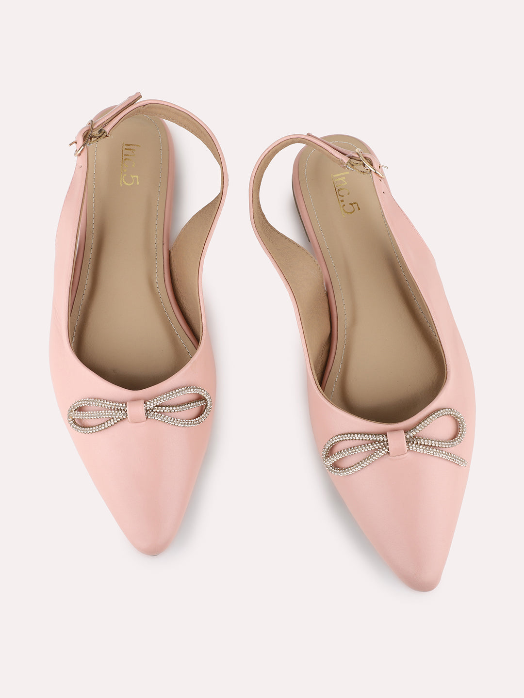 Womens Peach Casual Solid Pointed Toe Heel Flat Mules