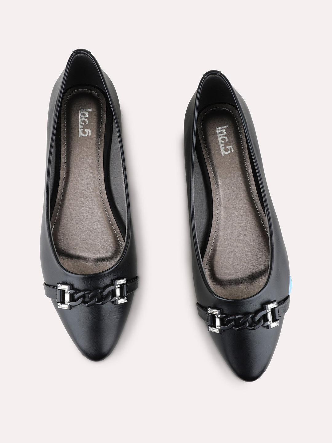 Womens Black Casual Solid Pointed Toe Flat Ballerinas