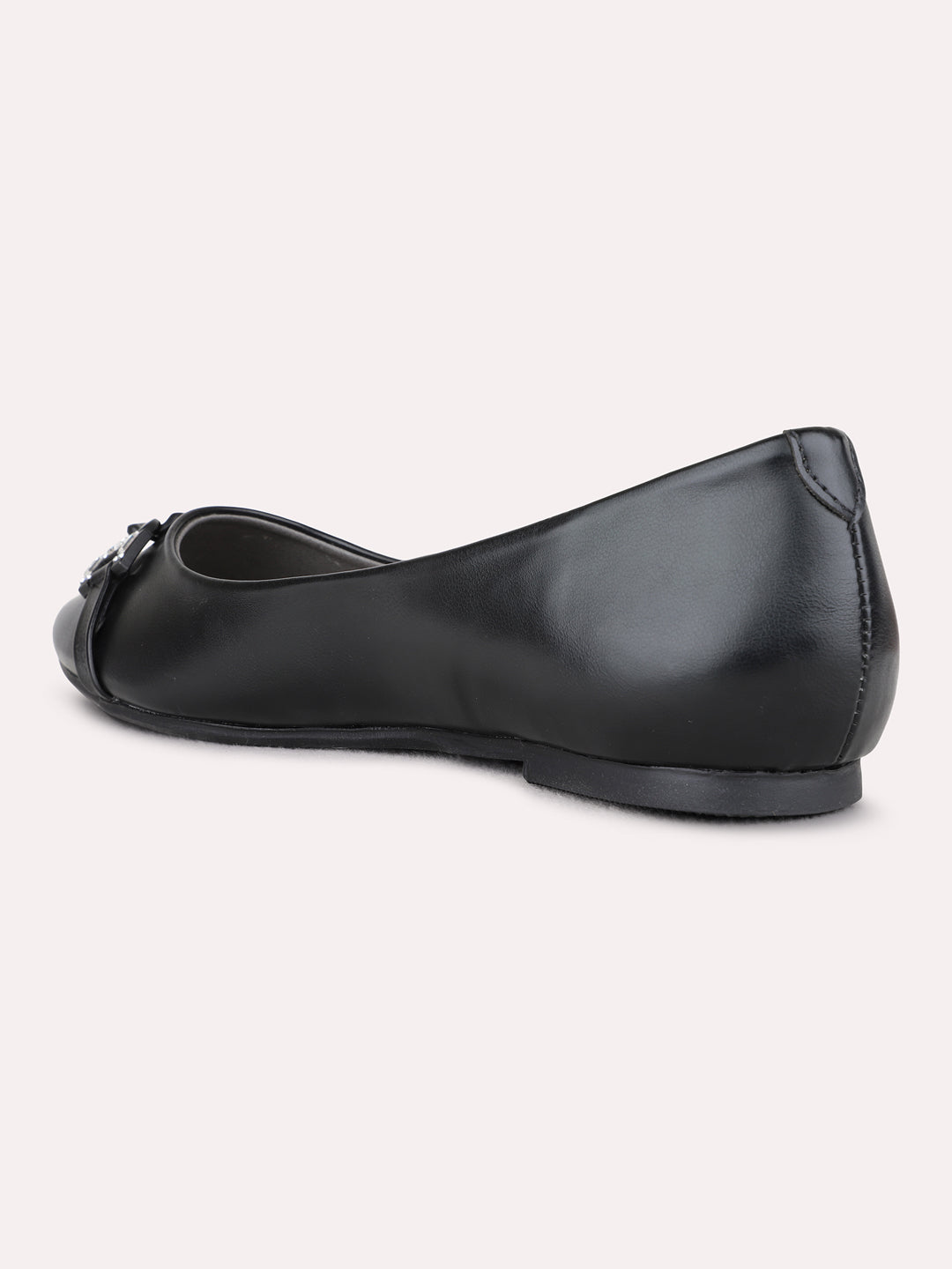 Womens Black Casual Solid Pointed Toe Flat Ballerinas