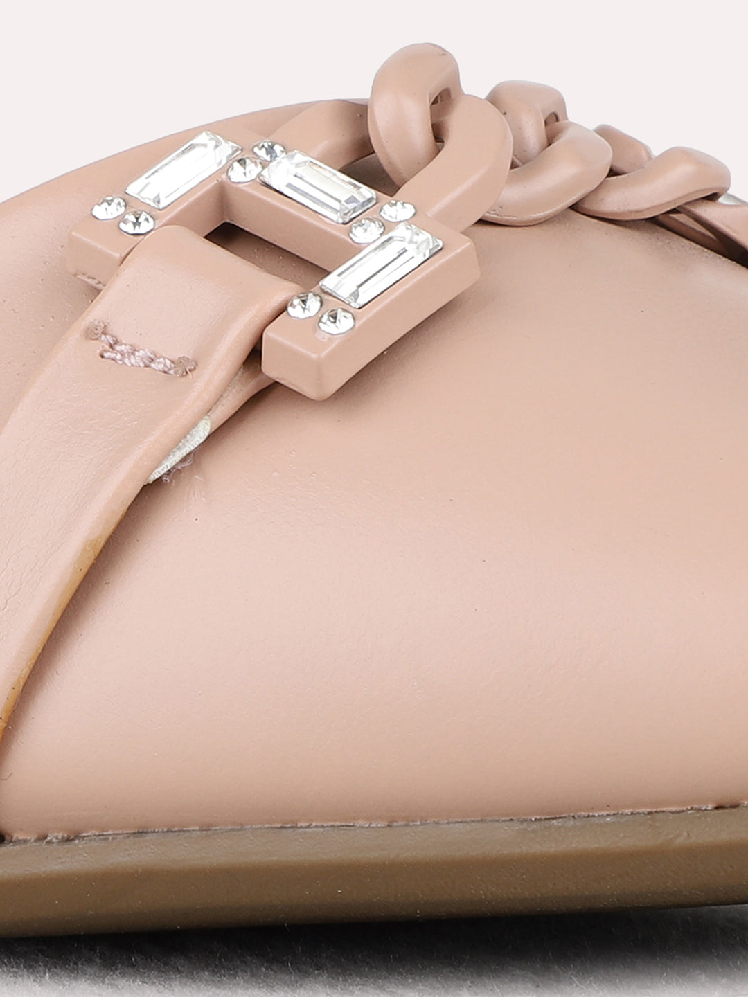 Womens Peach Party Wear Solid Narrow Toe Ballerinas