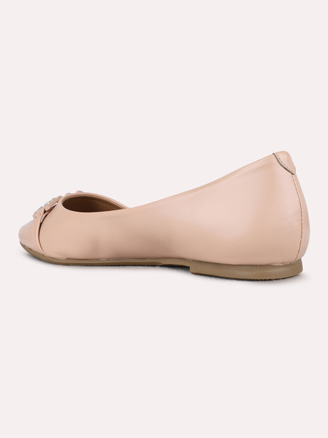 Womens Peach Party Wear Solid Narrow Toe Ballerinas
