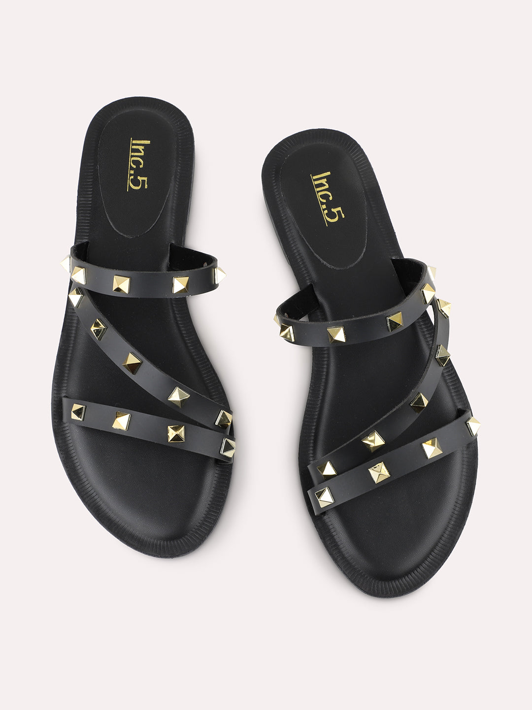 Womens Black Casual Strappy Open Toe Flats