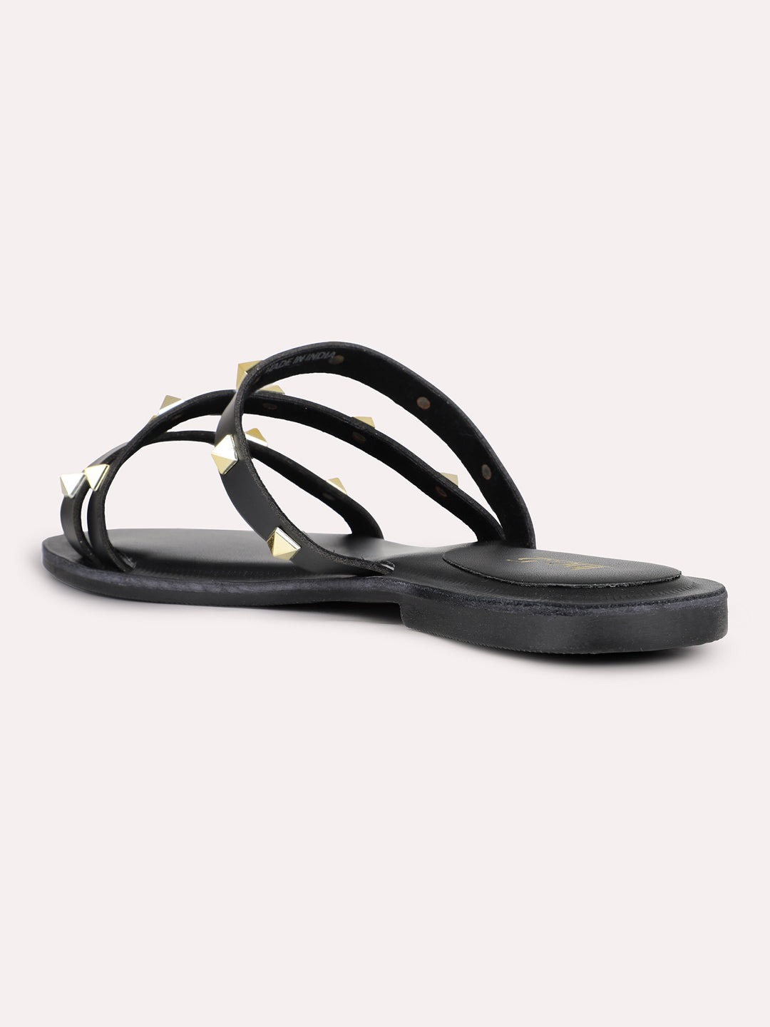 Womens Black Casual Strappy Open Toe Flats