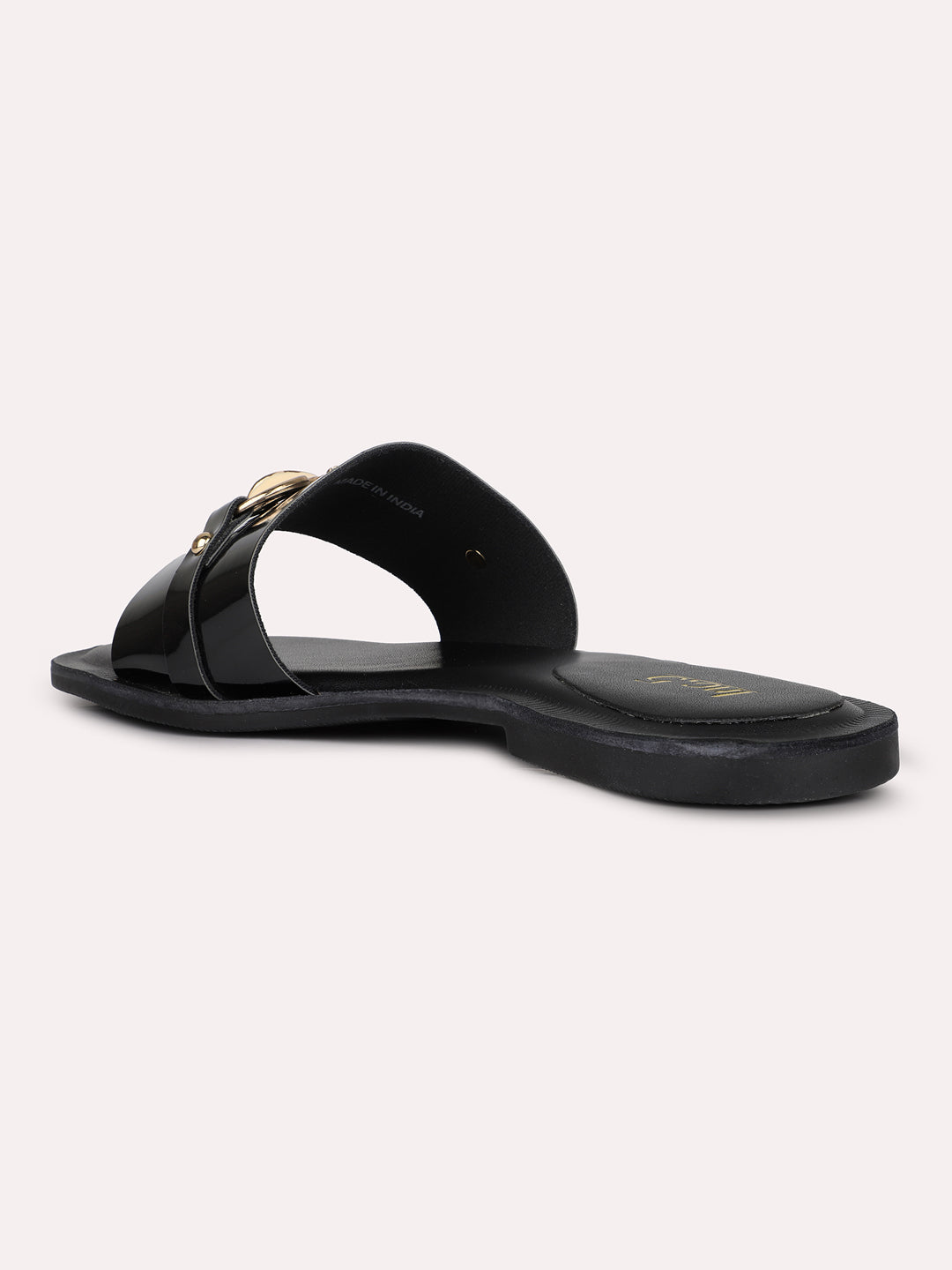 Womens Black Casual Solid Open Toe Flats