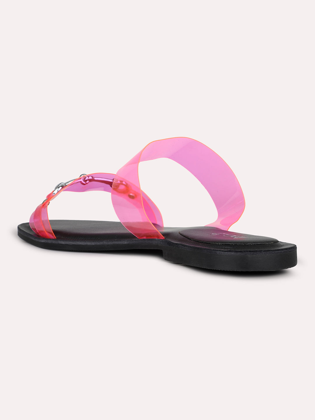 Womens Pink Casual Transparent Open Toe Flats