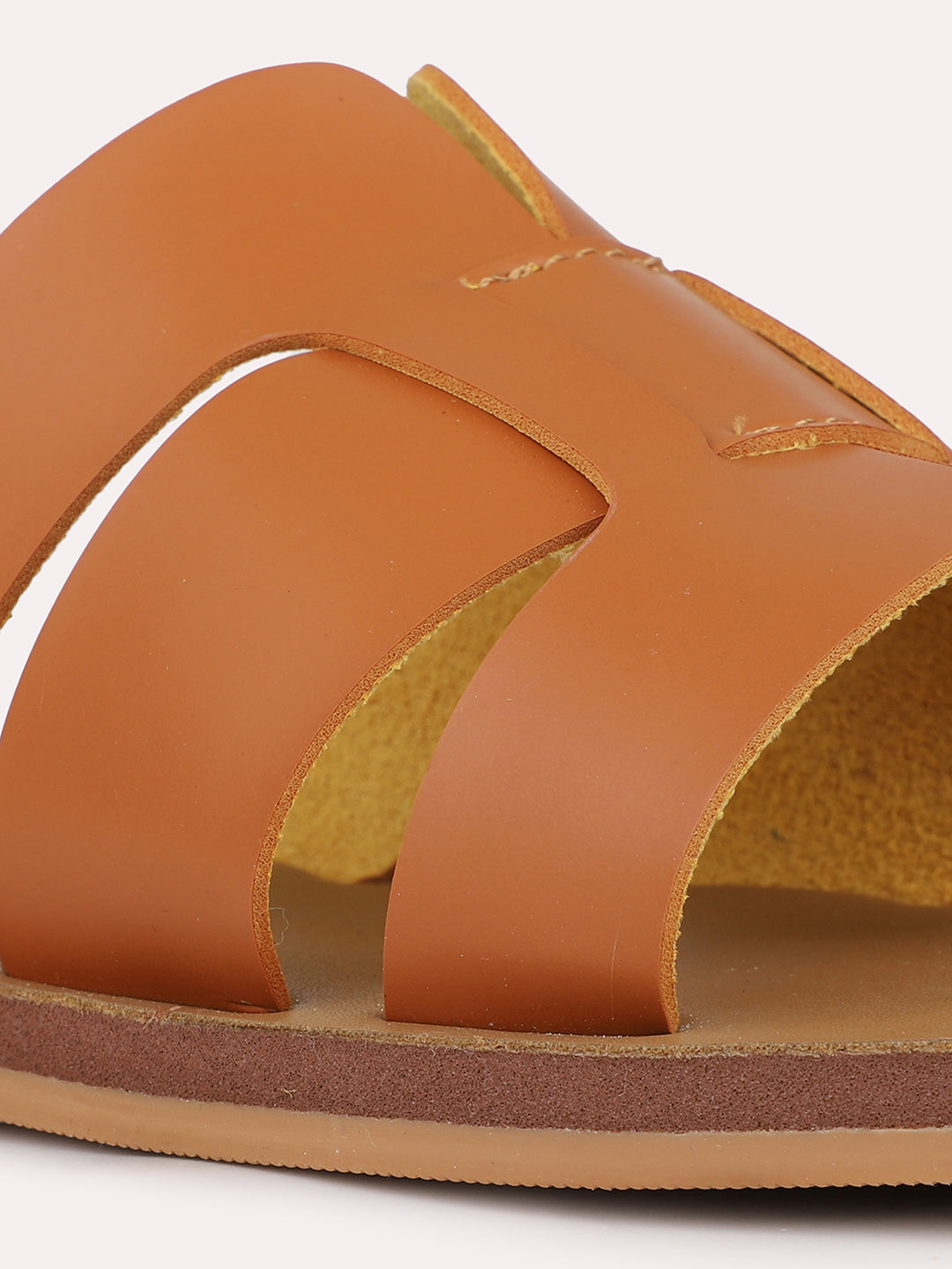 Womens Tan Casual Strappy Open Toe Flats