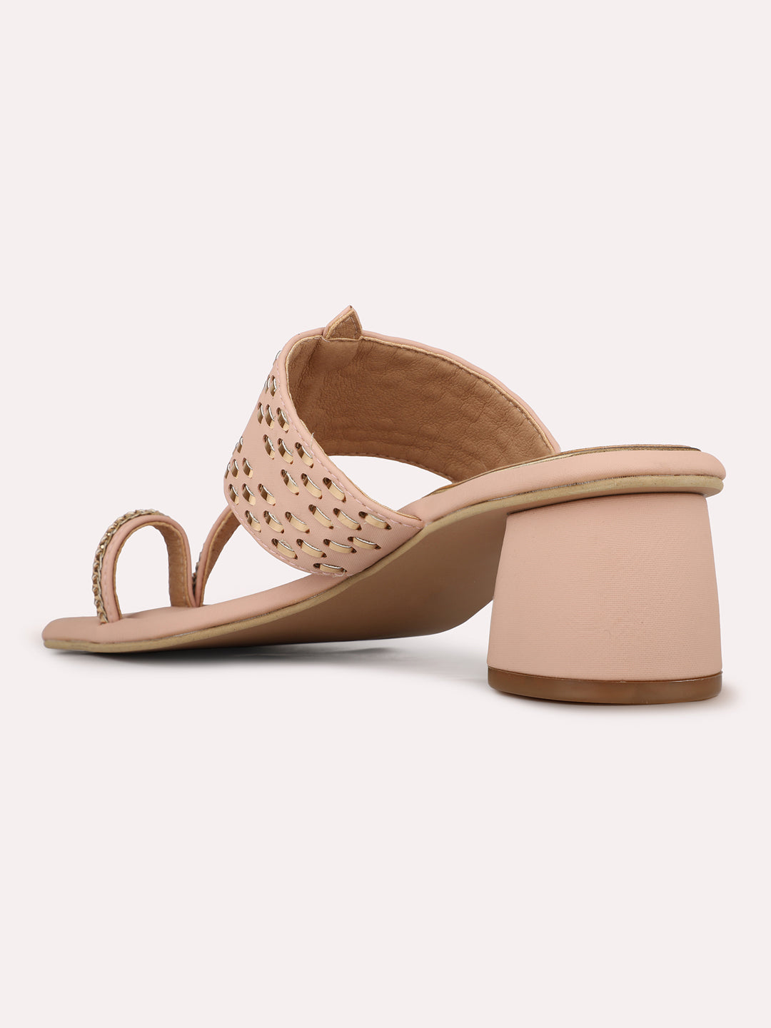 Women Peach Casual One Toe Wedge Heel Sandal