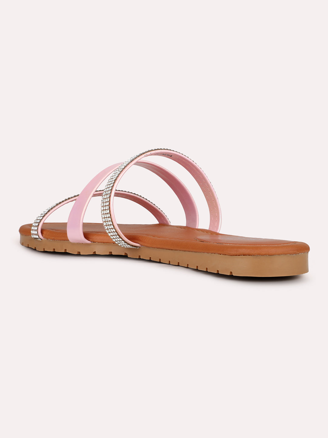 Womens Pink Casual Strappy Open Toe Flats