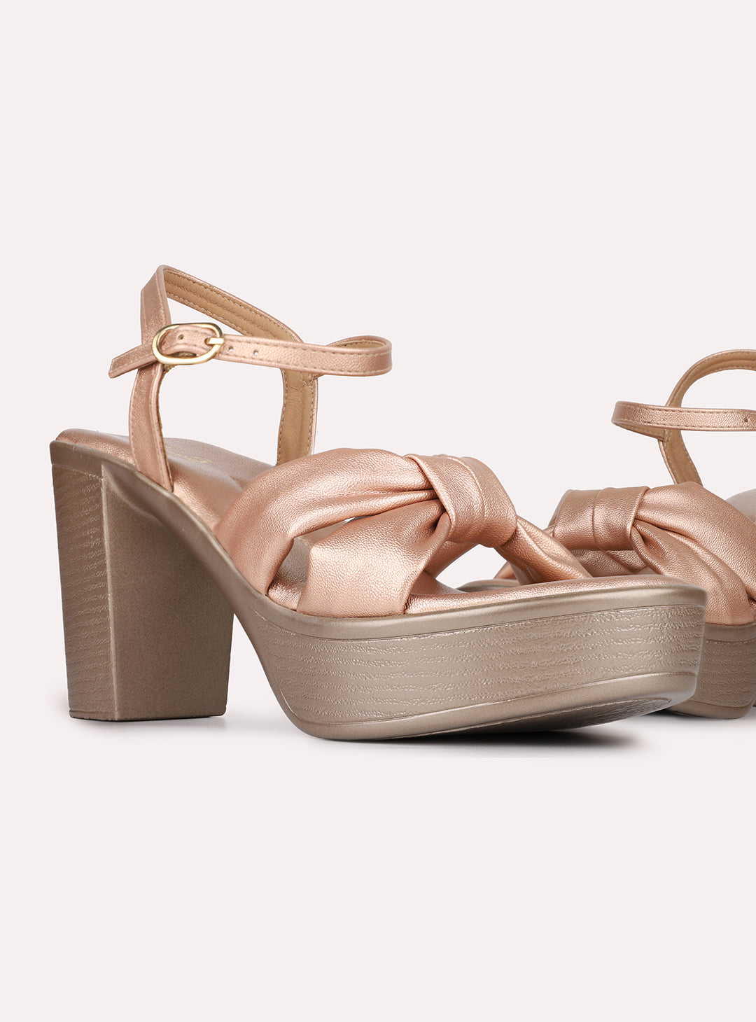 Womens Rose Gold Casual Solid Round Toe Platform Heels