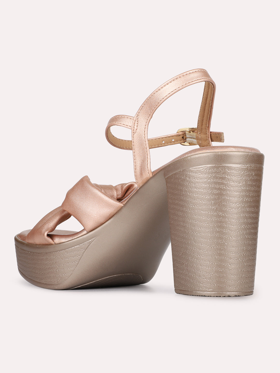 Womens Rose Gold Casual Solid Round Toe Platform Heels