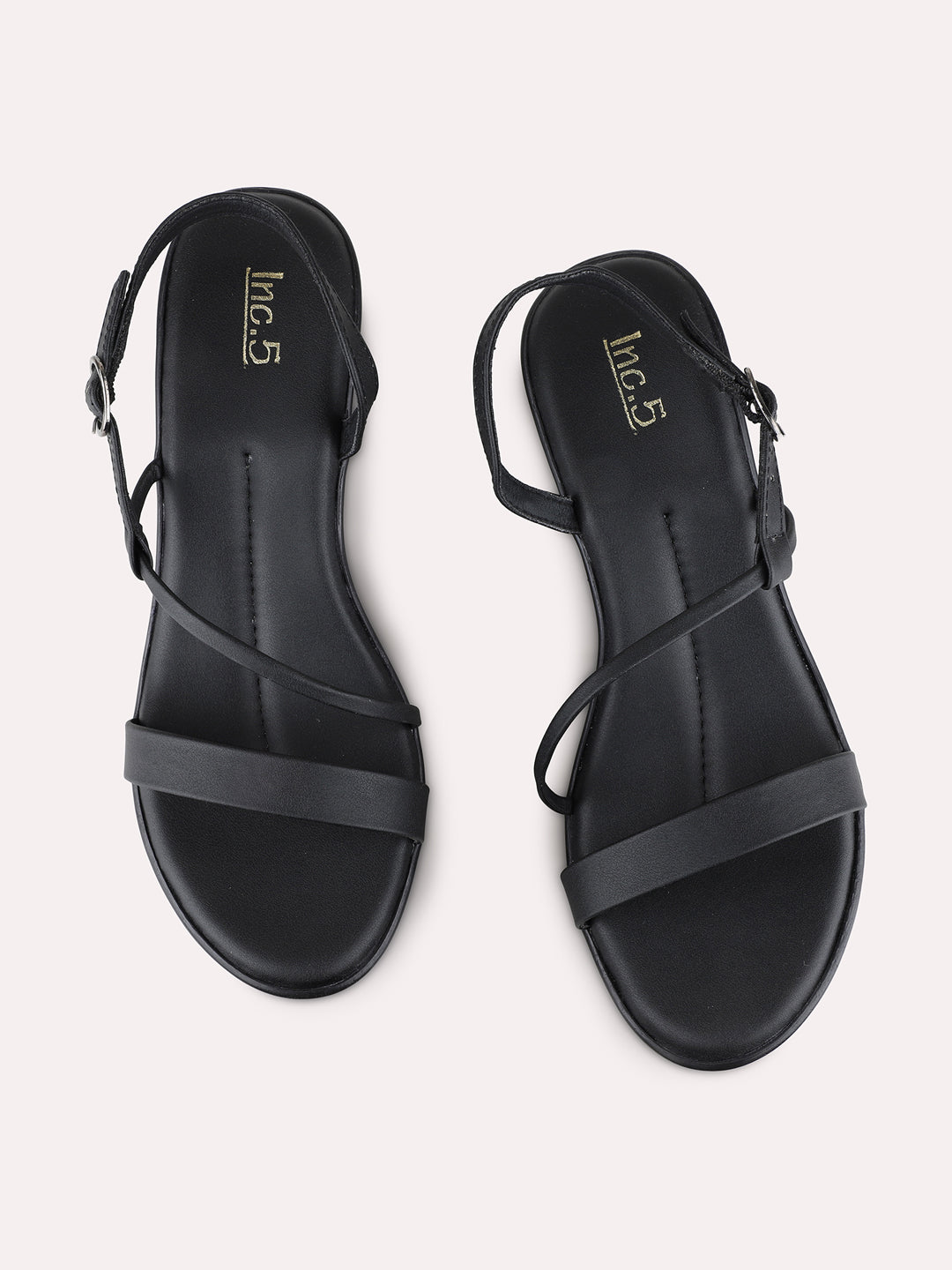 Womens Black Party Wear Striped Round Toe Platform Heels