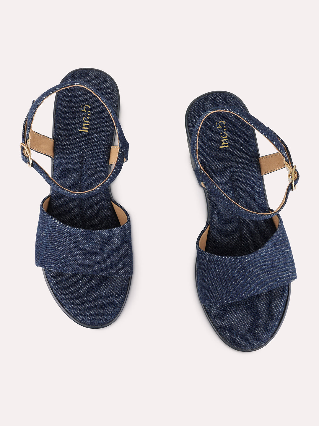Womens Navy Casual Solid Round Toe Platform Heels