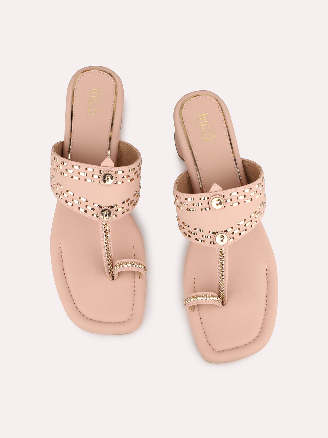 Women Peach Casual One Toe Wedge Heel Sandal