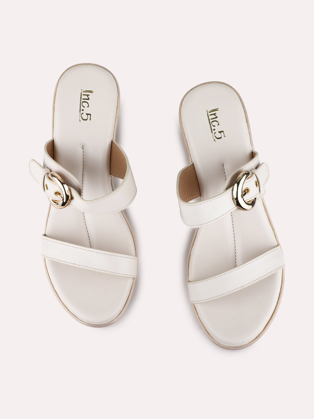 Womens Cream Party Wear Solid Round Toe Heels