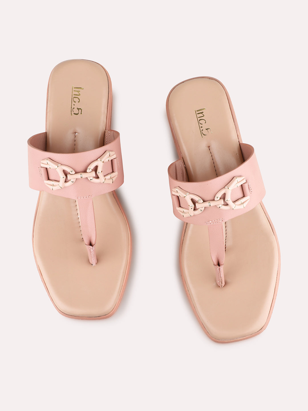 Womens Peach Party Wear Solid Round Toe Wedge Heels