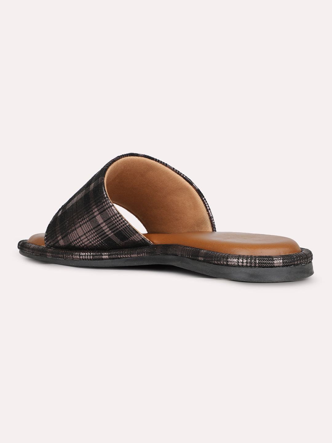 Womens Black Solid Open Toe Casual Flats