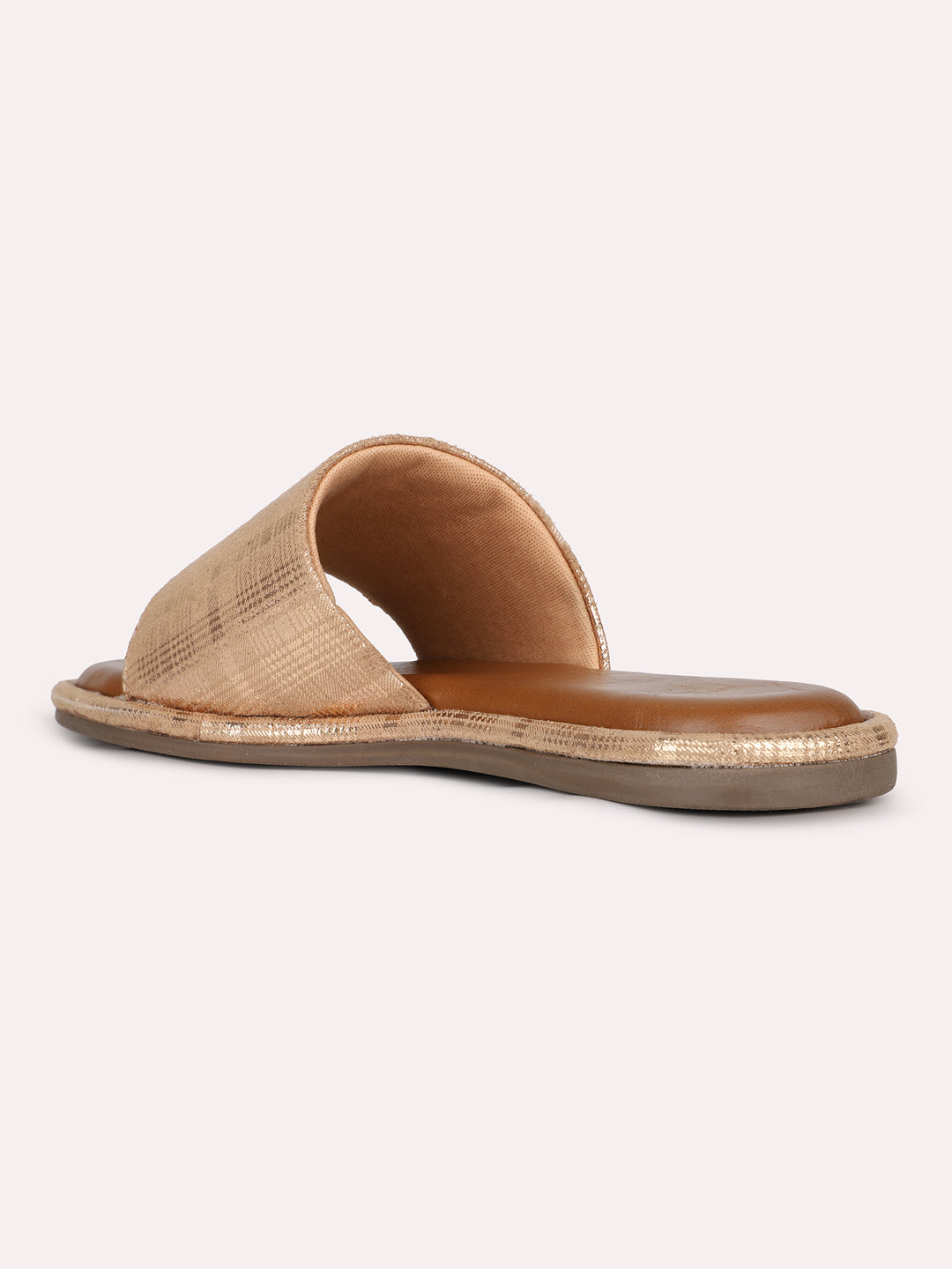 Womens Rose Gold Solid Open Toe Casual Flats