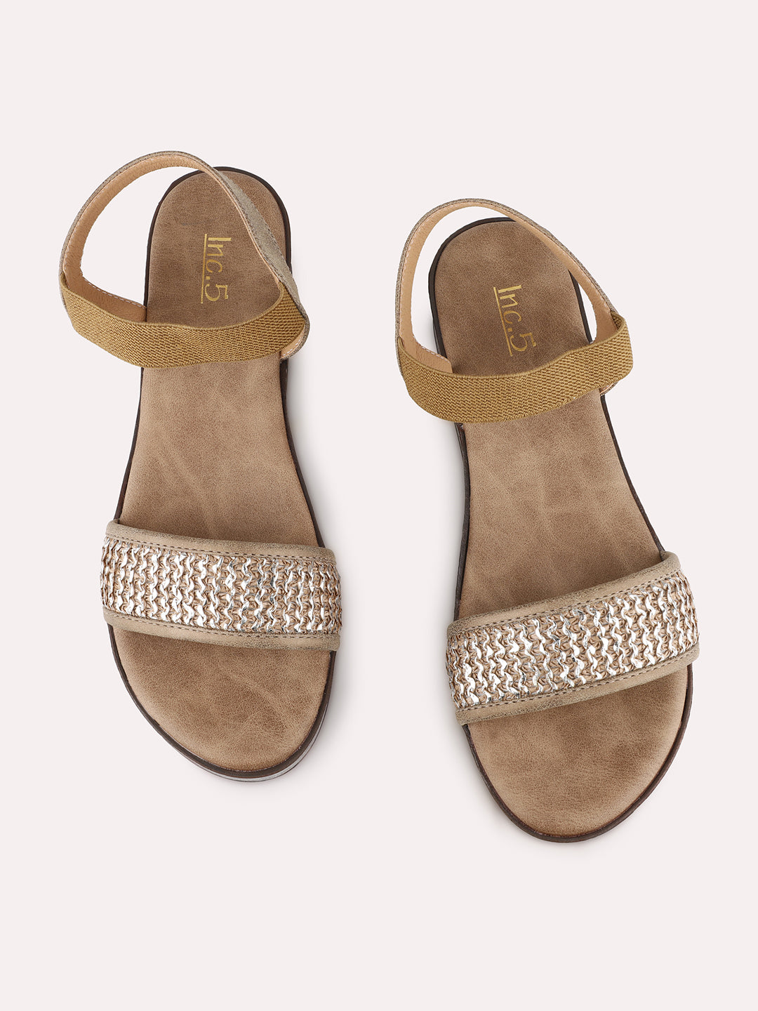 Women Brown Party Wear Solid Round Toe Sandals