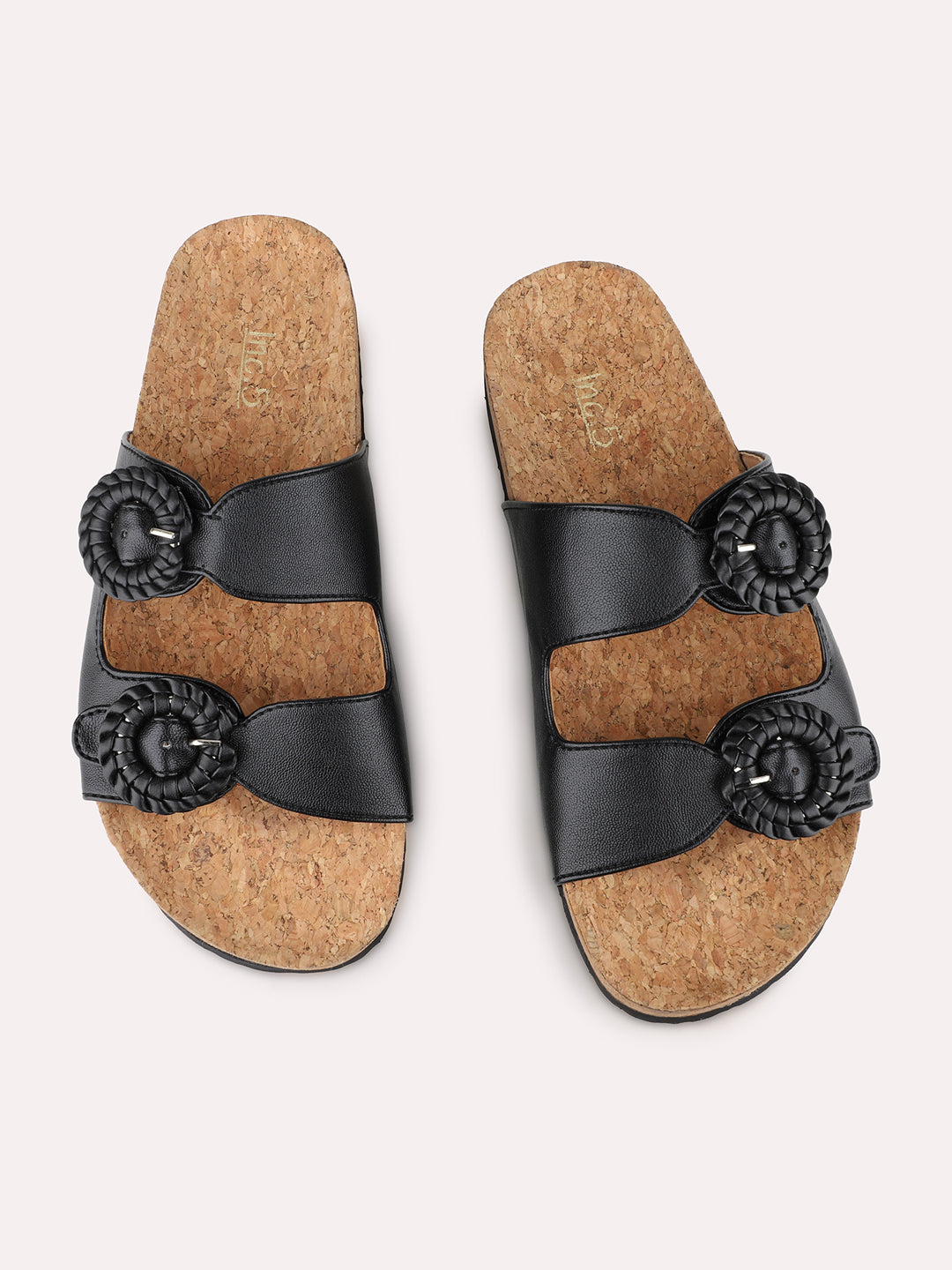 Women Black Party Wear Solid Open Toe Slip-On Sandals