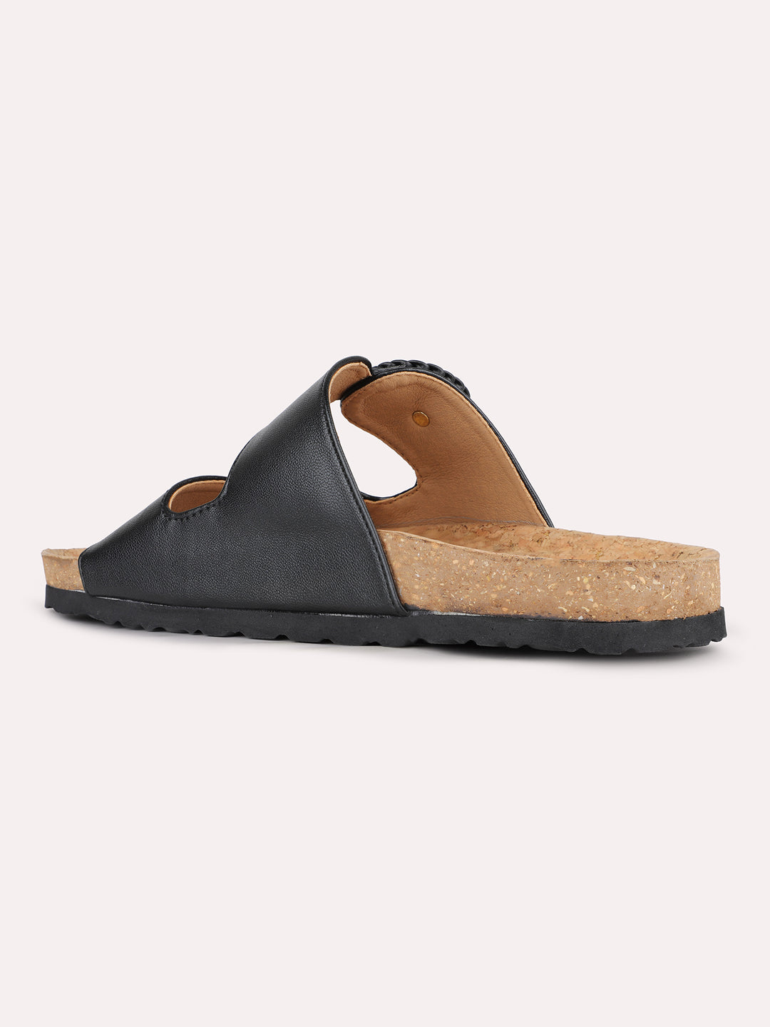 Women Black Party Wear Solid Open Toe Slip-On Sandals