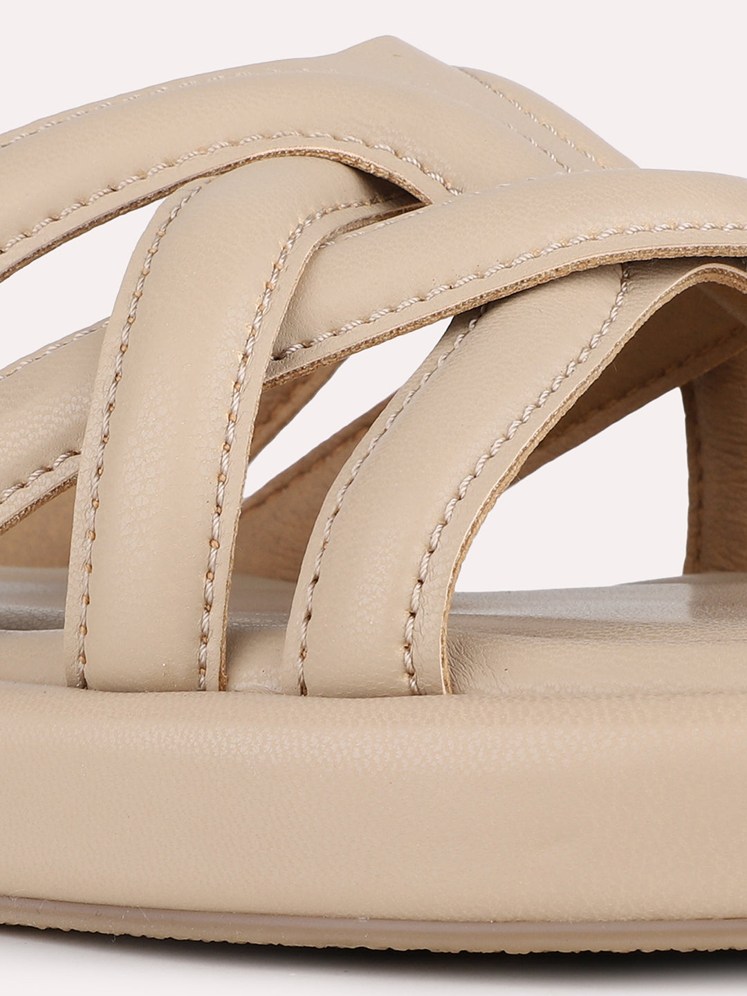 Women Beige Party Wear Solid Open Toe Slip-On Flats