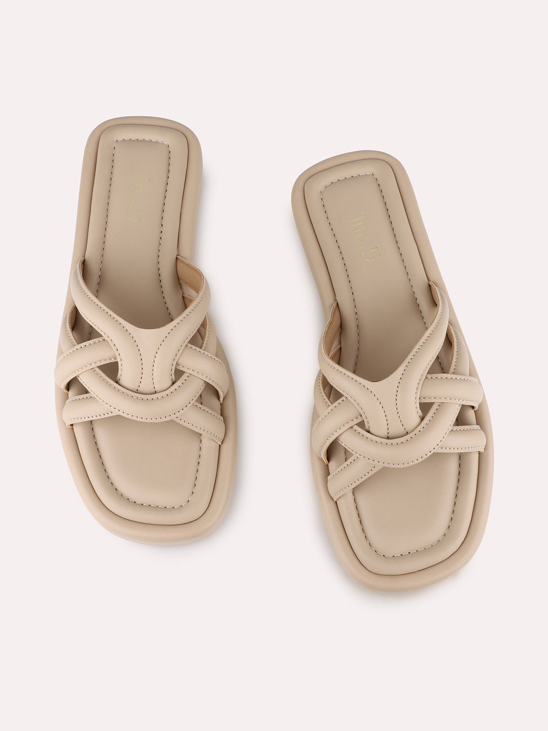 Women Beige Party Wear Solid Open Toe Slip-On Flats