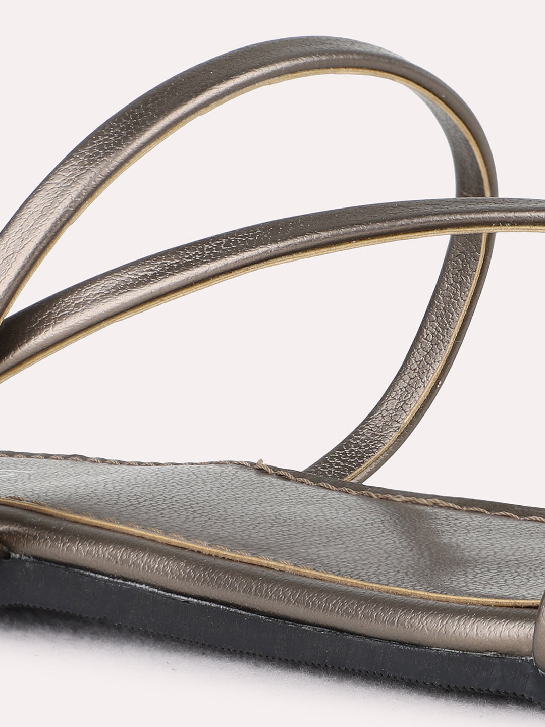 Womens Pewter Casual Striped Open Toe Flats