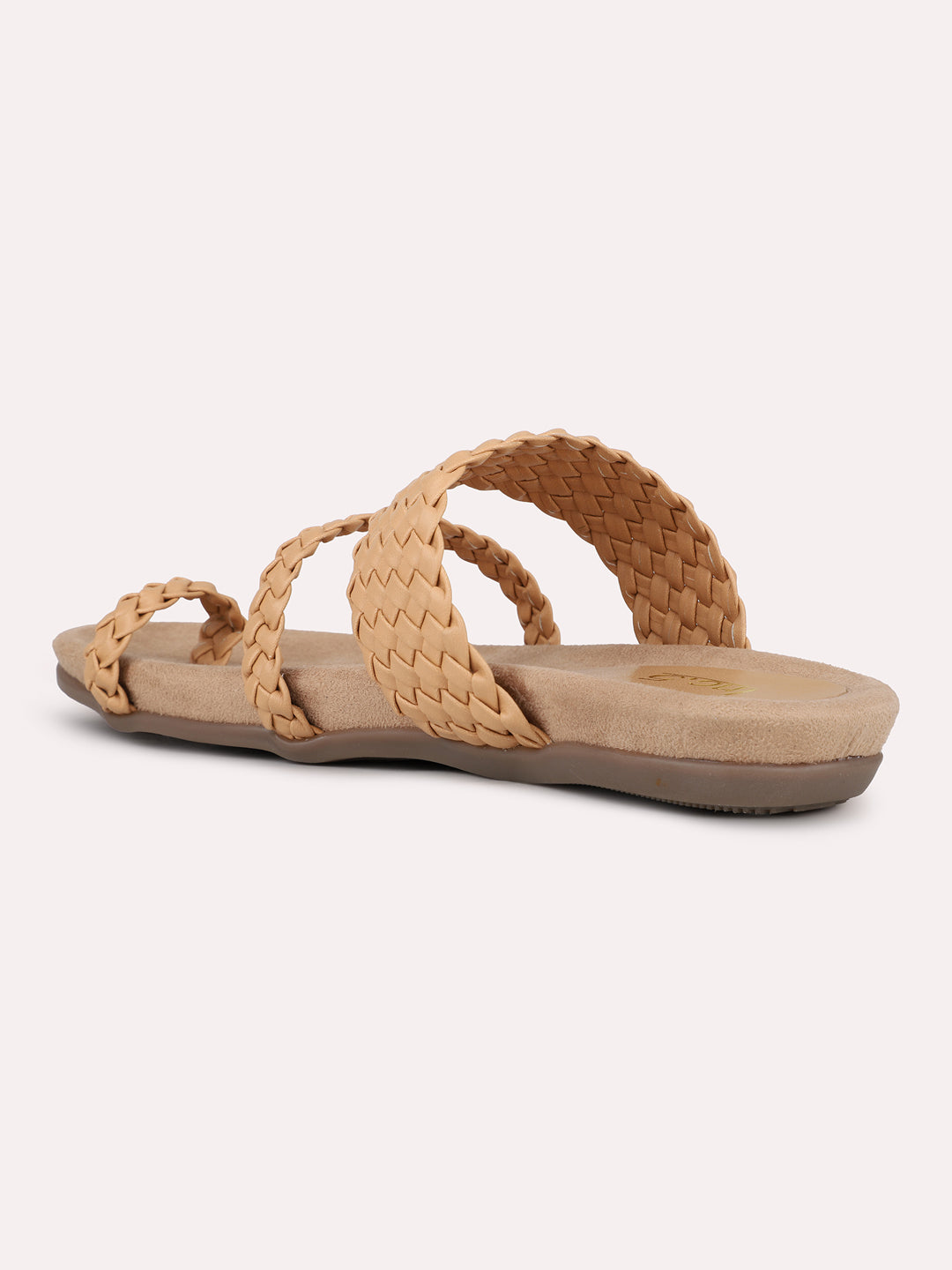 Womens Beige Casual Solid Round Toe Sandals