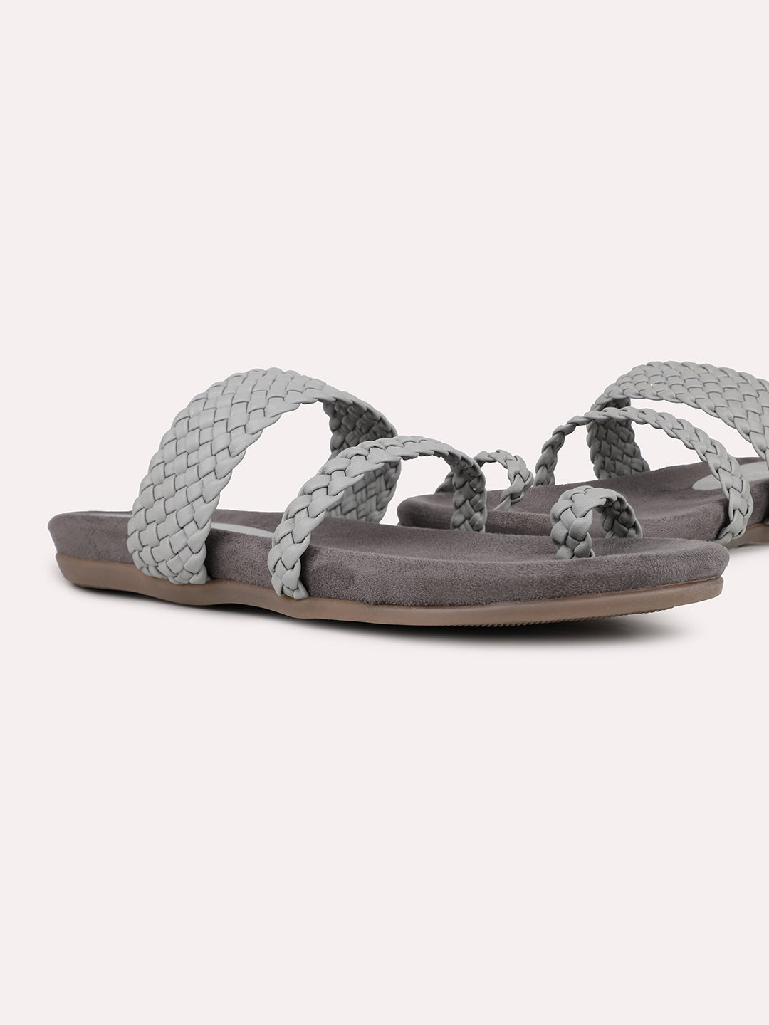 Womens Grey Casual Solid Round Toe Sandals