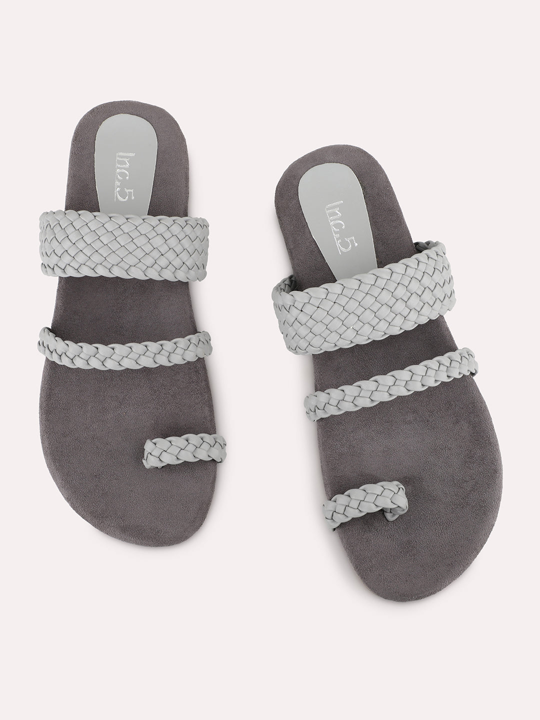 Womens Grey Casual Solid Round Toe Sandals