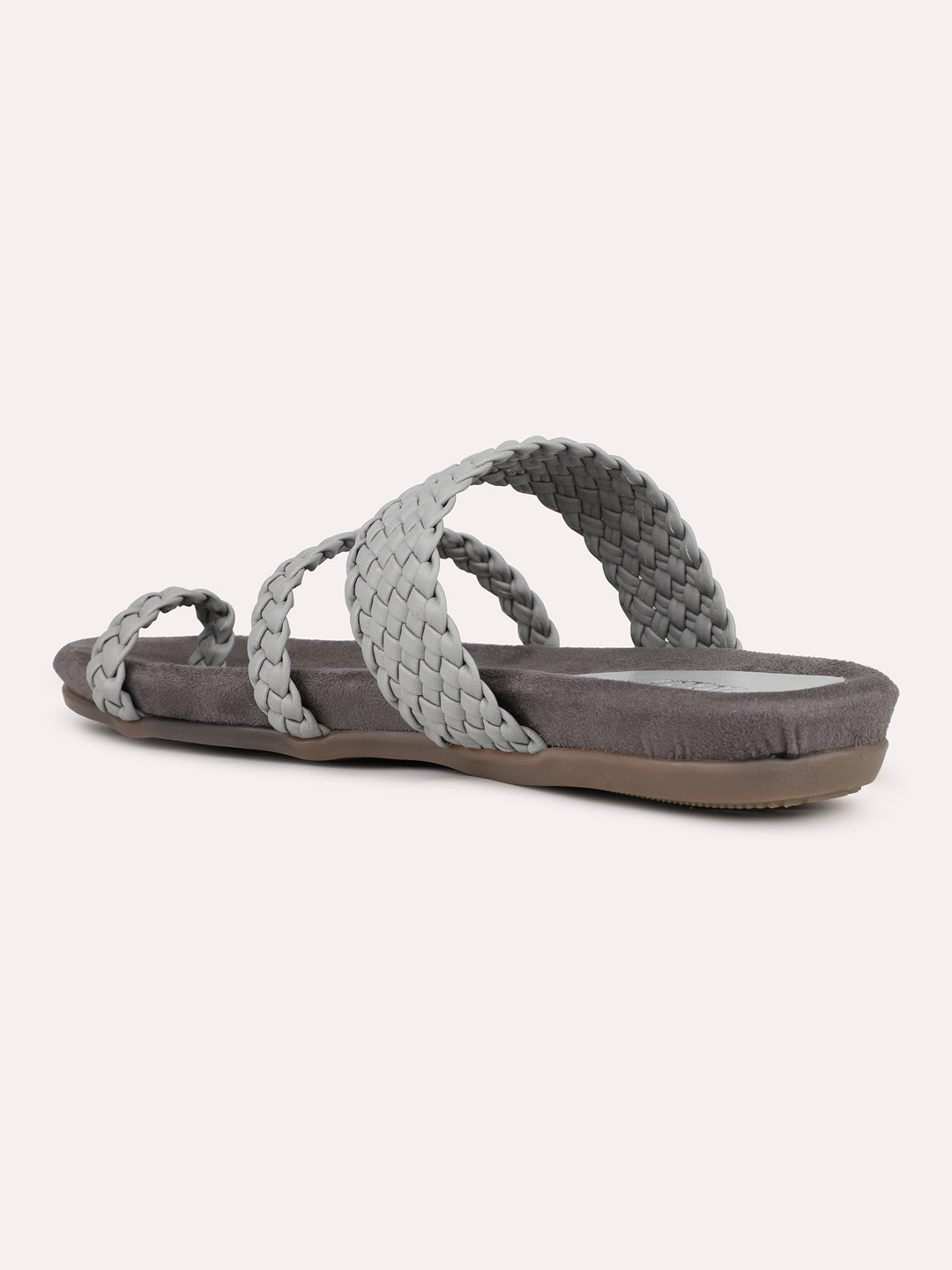 Womens Grey Casual Solid Round Toe Sandals