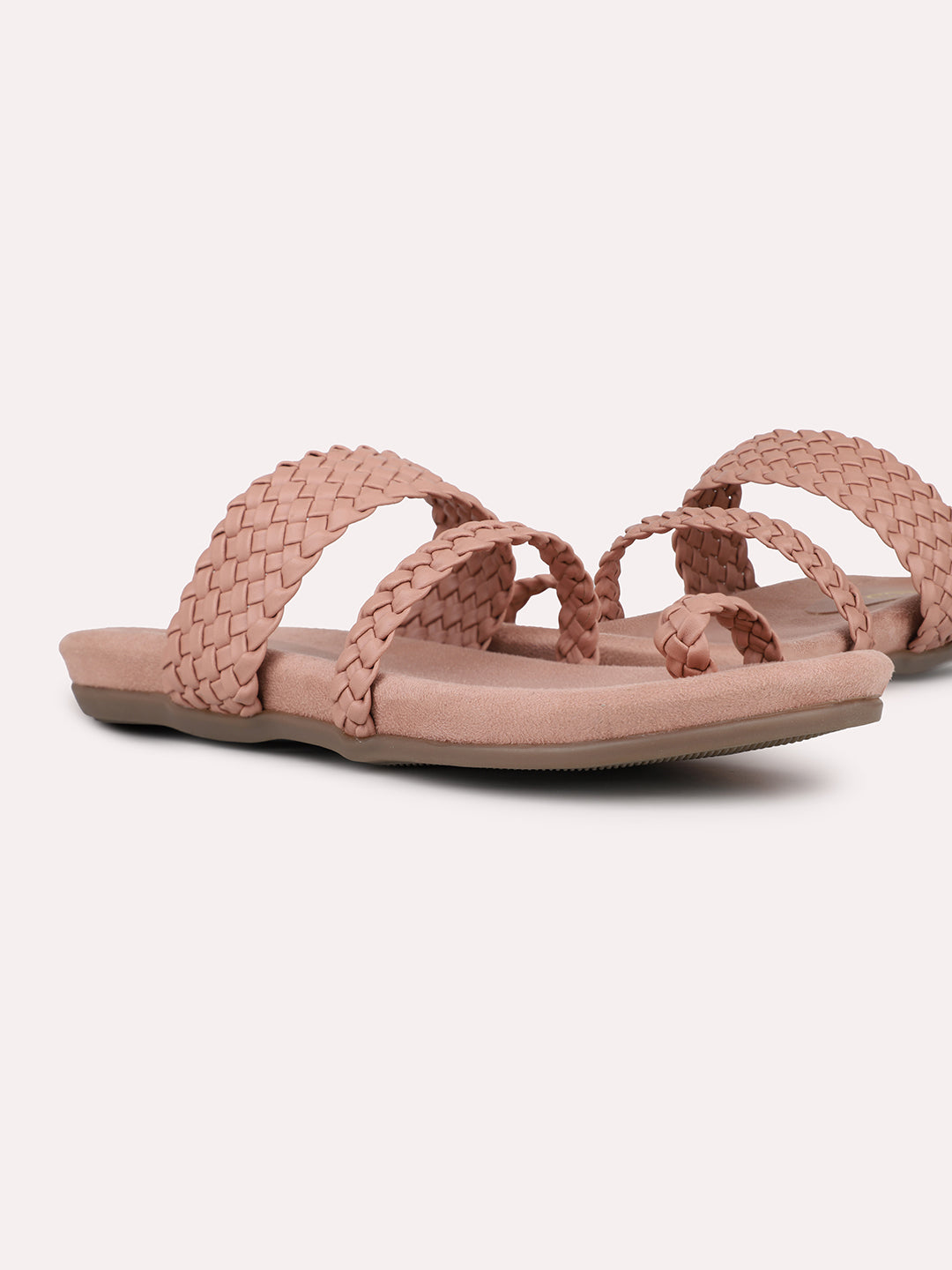 Womens Peach Casual Solid Round Toe Sandals