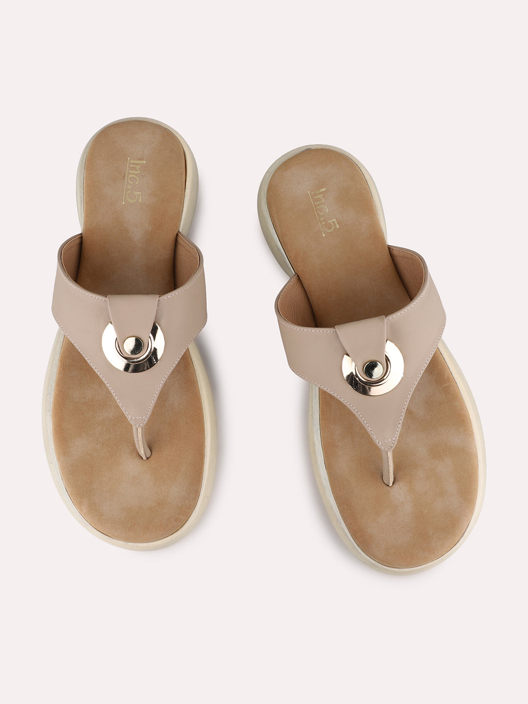 Womens Beige Casual Solid Round Toe Platform Heels