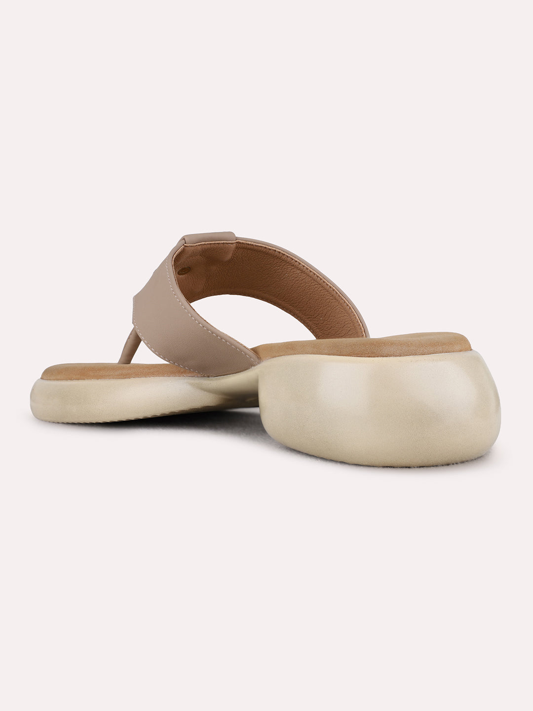 Womens Beige Casual Solid Round Toe Platform Heels