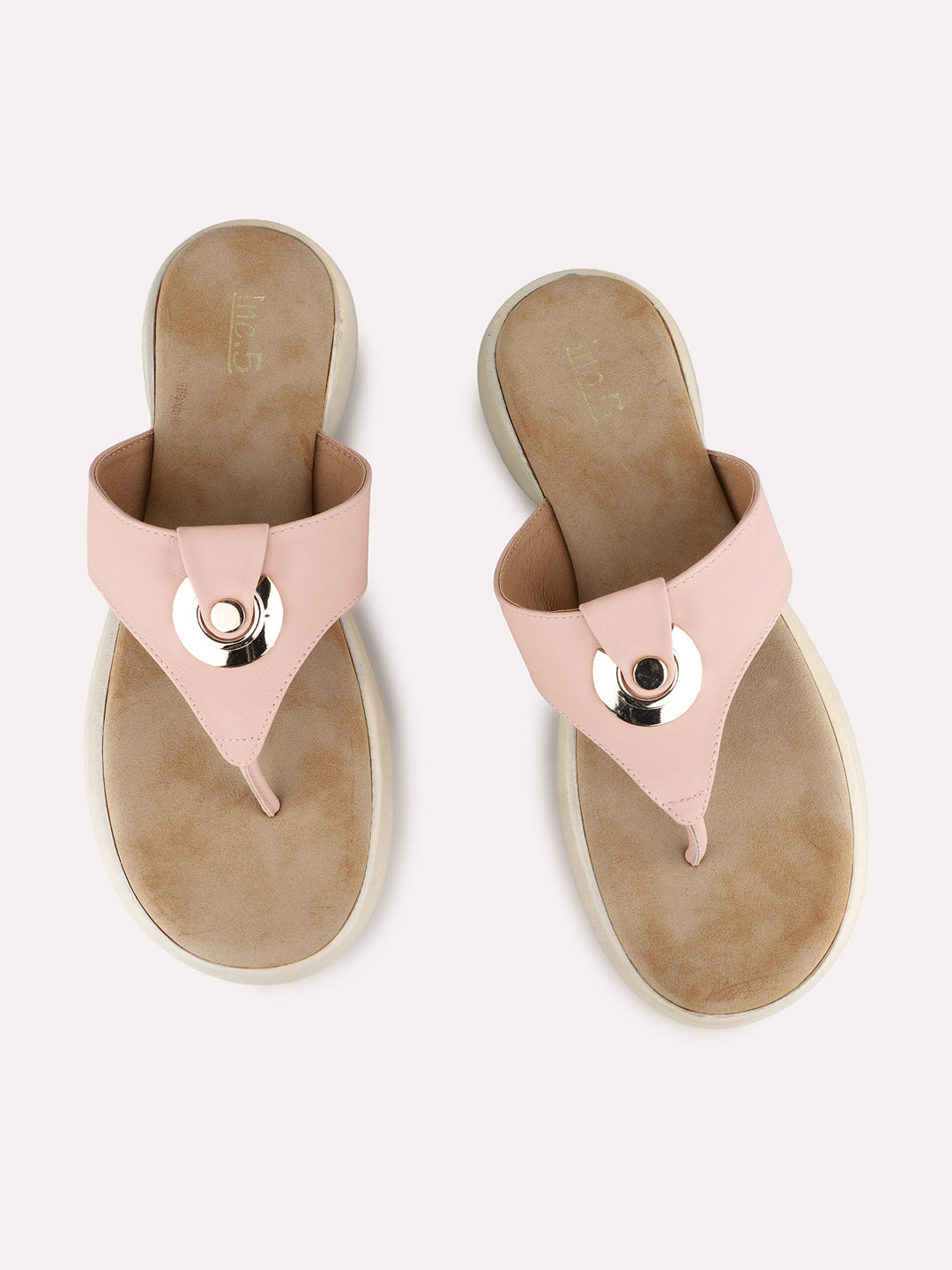 Womens Peach Casual Solid Round Toe Platform Heels