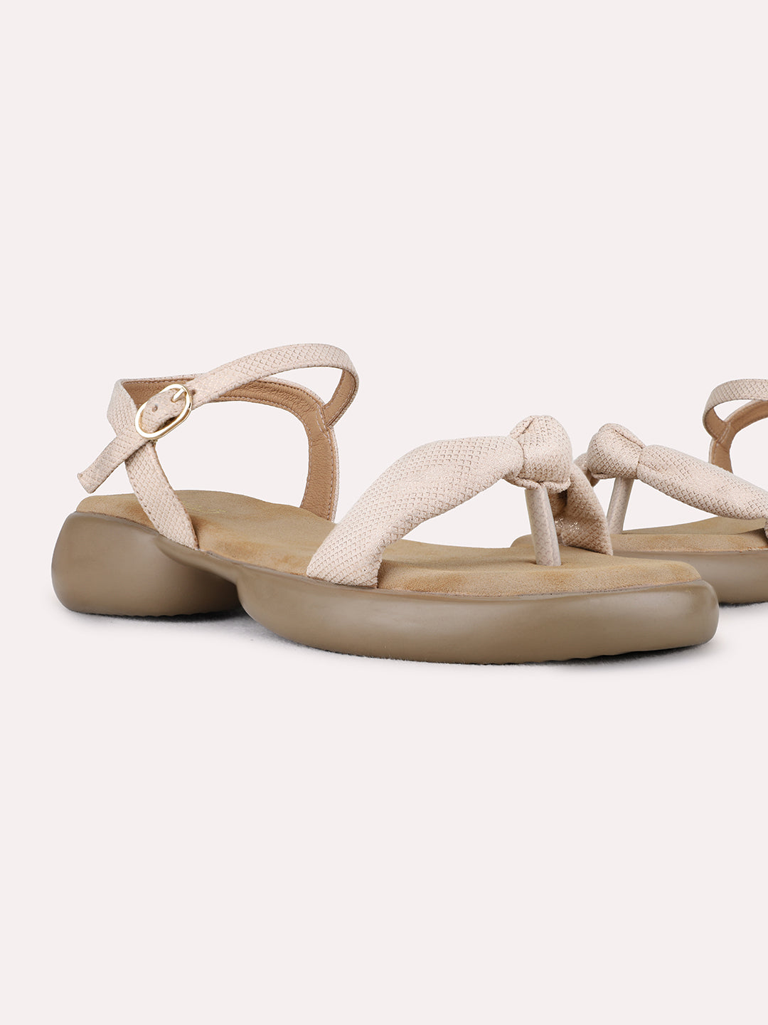 Womens Beige Casual Solid Round Toe Platform Heels