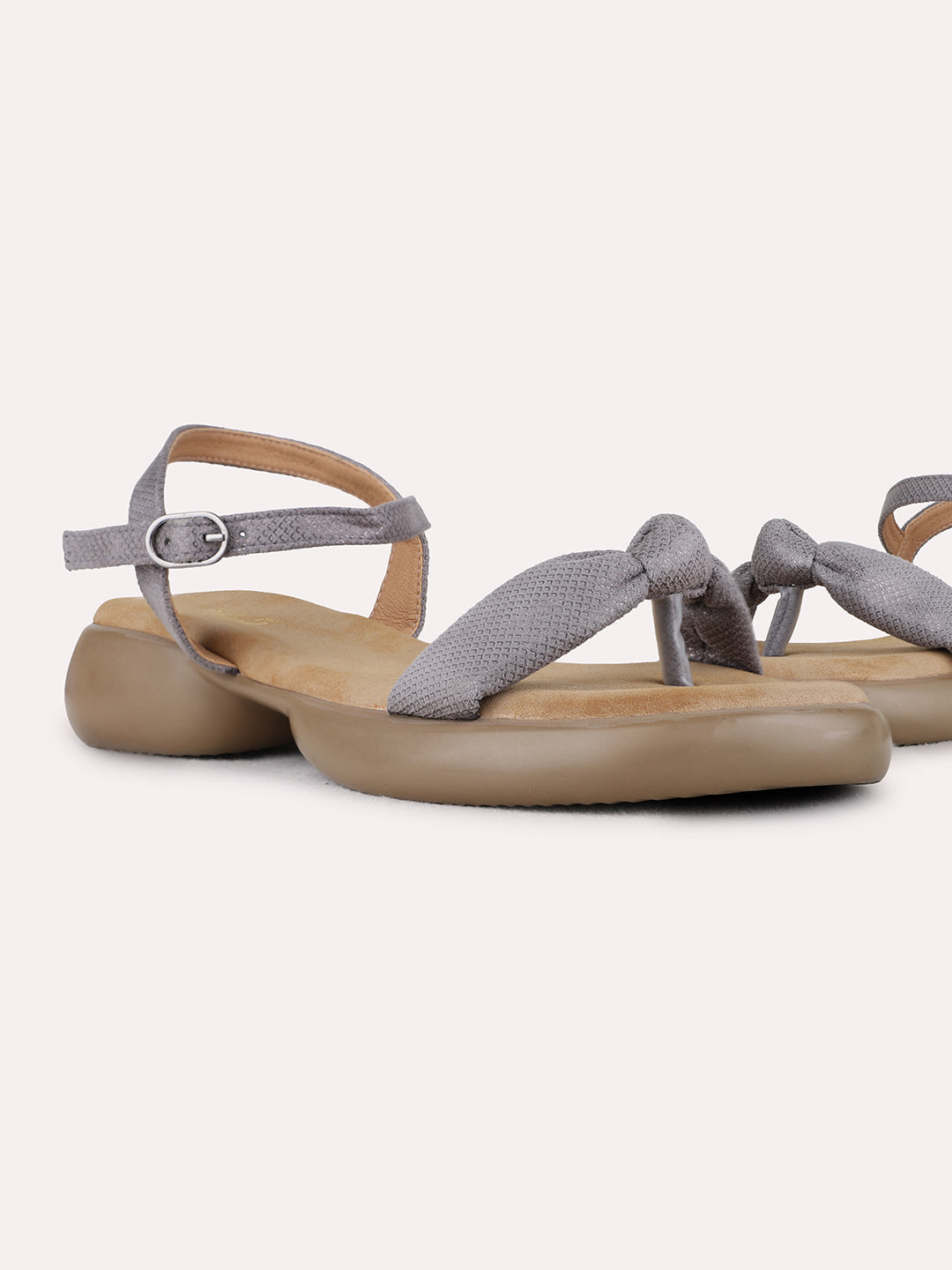 Womens Grey Casual Solid Round Toe Platform Heels